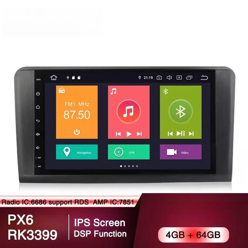 Car Audio System for GL ML CLASS W164 ML350 ML500 X164 GL320 Car Dvd Player PX6 Android 9.0 4+64GB GSP