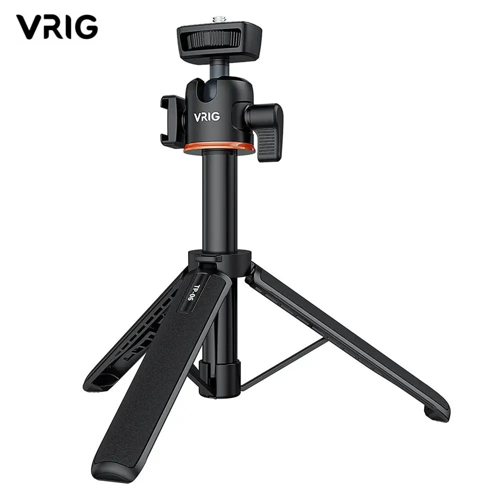 VRIG Aluminum Selfie Stick Tripod 1/4 ColdShoe Mount for Camera Smartphone Mic Light Extend Tripod 1.5kg Load for Live Streaming