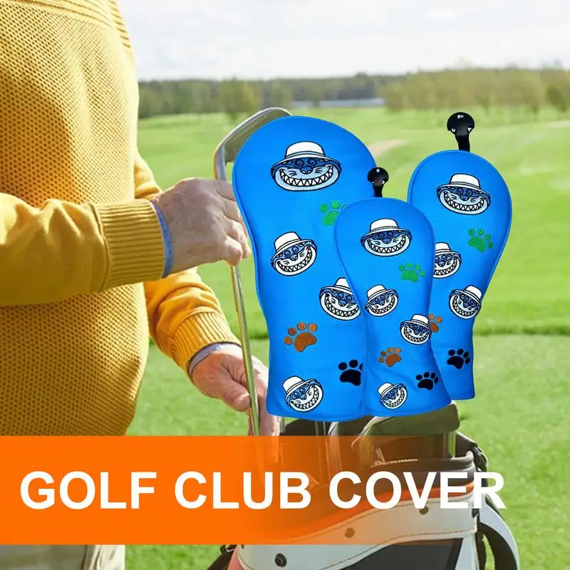 Golf Club Head Covers 3pcs Golf Putter Head Cover Waterproof Headcovers Set PU Leather Wood Headcover Golf Club Wood Head Covers