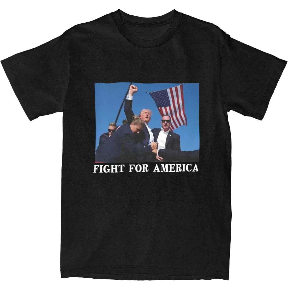 Men Trump Assassination Donald Trump Shooting Fight For America T Shirt Cotton Top TShirt O-Neck Trend Loose Tshirt Plu Size 6XL