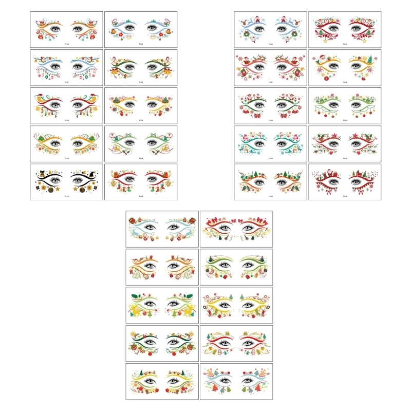 

97BE 10Pcs Christmas Eye Tatoos Stickers For Kids Adult All Age Festival Eye Sticker