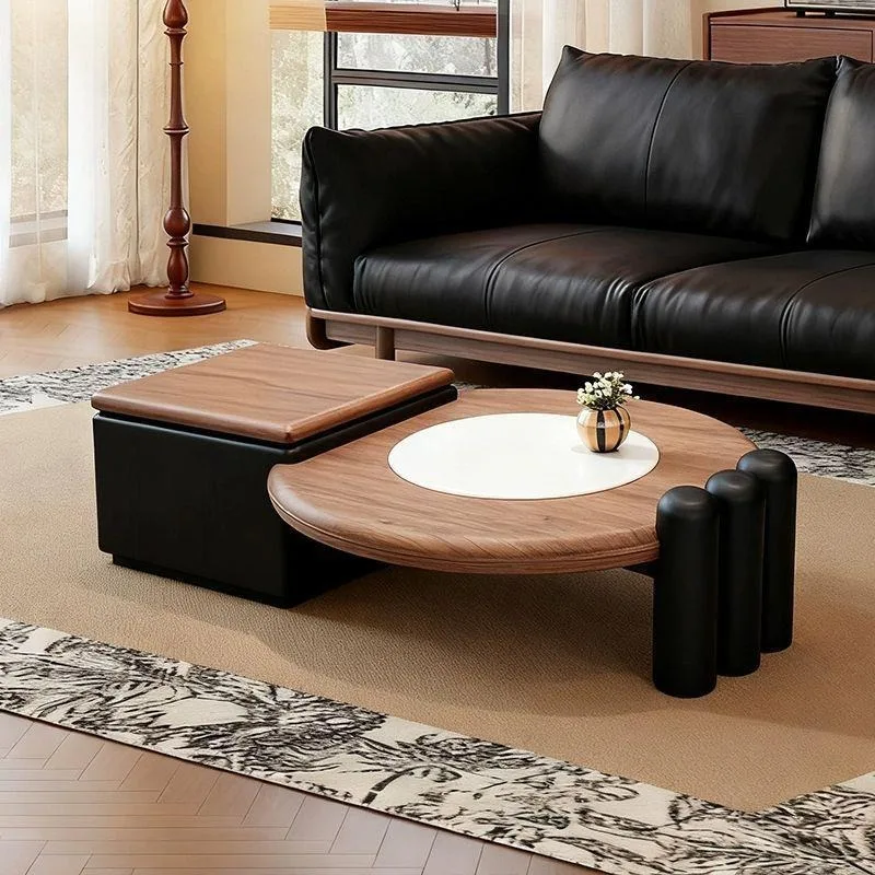 Thickened walnut coffee table combination apartment living room simple light luxury