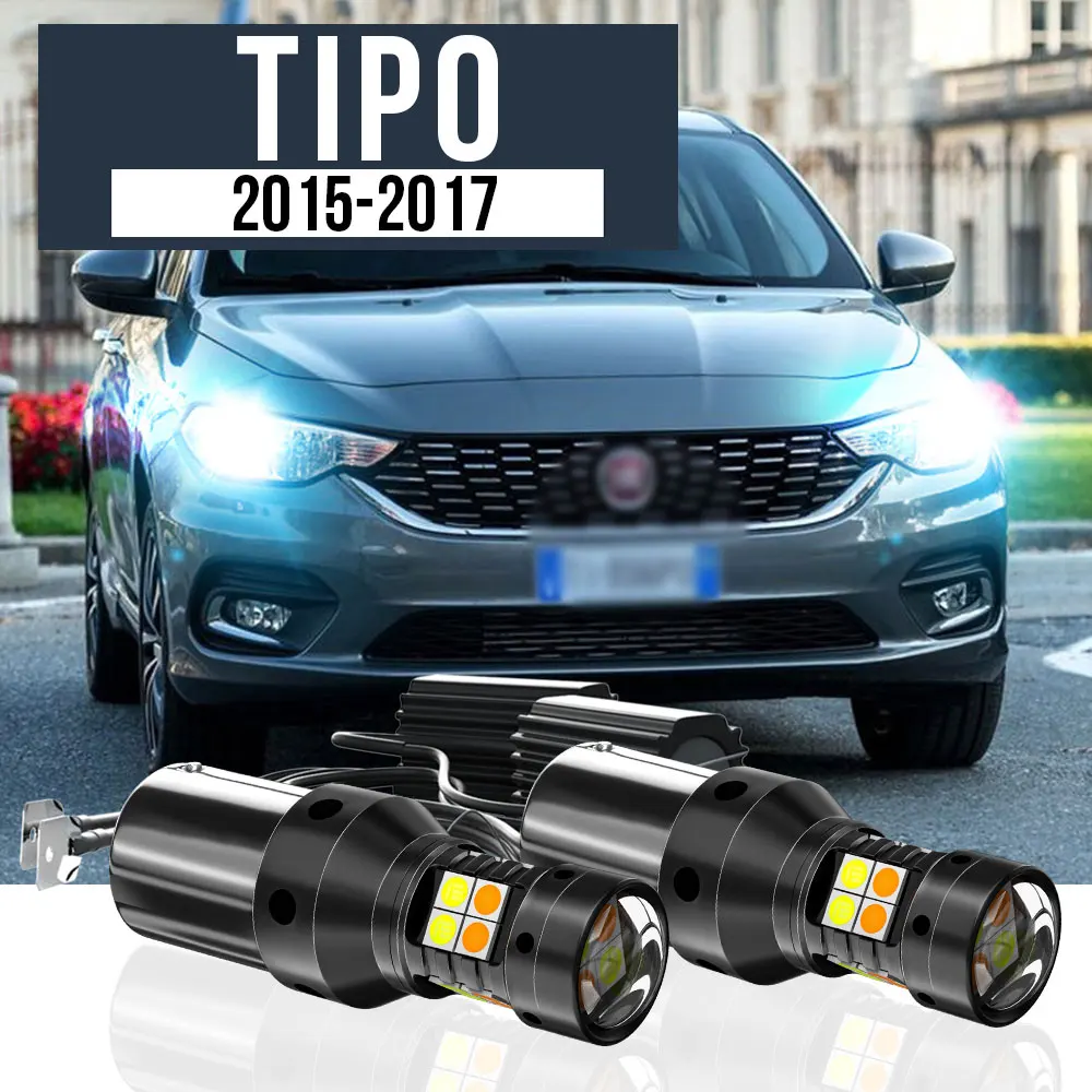 

2pcs LED Dual Mode Turn Signal+Daytime Running Light Blub DRL Canbus Accessories For Fiat Tipo 2015 2016 2017