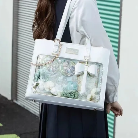 JIAERDI прозрачные белые Itabag женские Harajuku эстетические кожаные сумки на плечо кошелек женская универсальная большая вместительная сумка