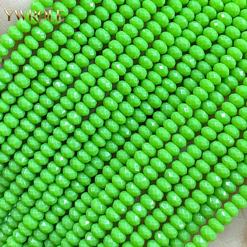 3x4mm Rondelle Faceted Natural Stone Chalcedony Grass Green Color Loose Spacer Beads for Jewelry Making Diy Bracelet Accessories
