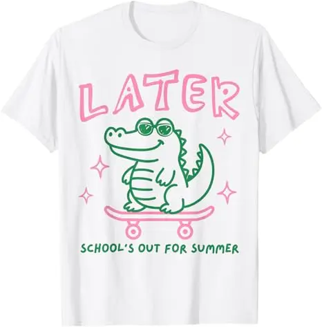 Later Gator School's Out for Summer Last Day of School T-Shirt „See You Later Teacher Summer Alligator Graphic Saying Tee“ Neuheit – Detail 4