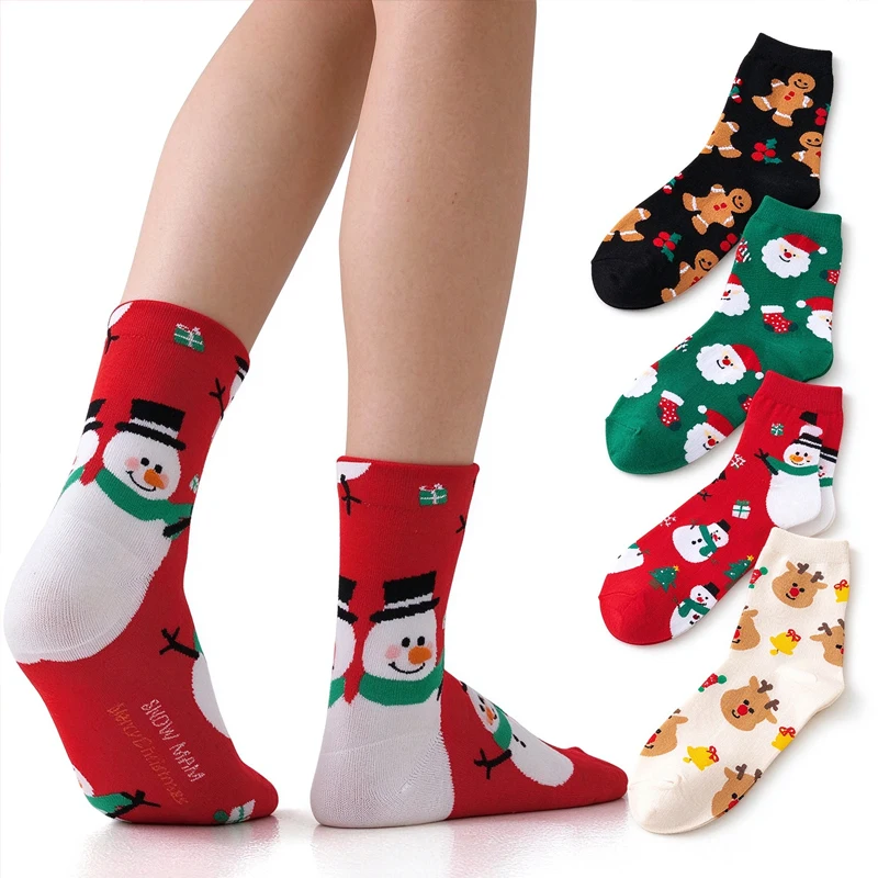 2/4/8/12 Pairs Random Children's Christmas Cotton Socks Long Warmers Comfortable for Girls & Boys 3-14 Years Toddler Leg Socks