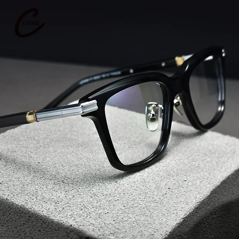 Retro acetate frame men's business big face myopia black square pure titanium without face spring leg anti-blue light