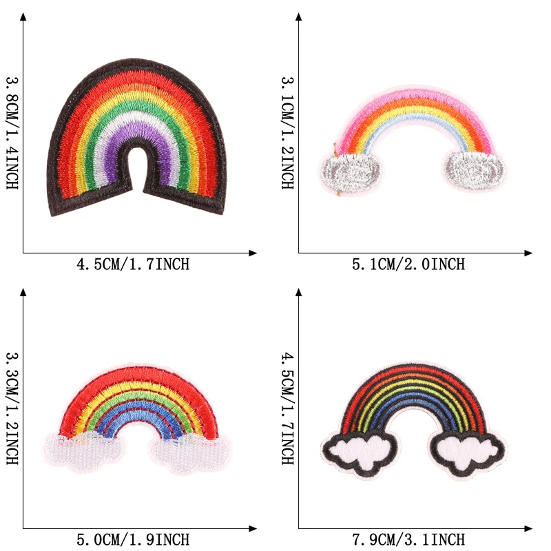 13pcs Patches For Clothing Kids Iron On Rainbow Lot Wholesale Embroidered Bulk Applique Pack Cute Parche Ropa Fabrics Sew Jacket