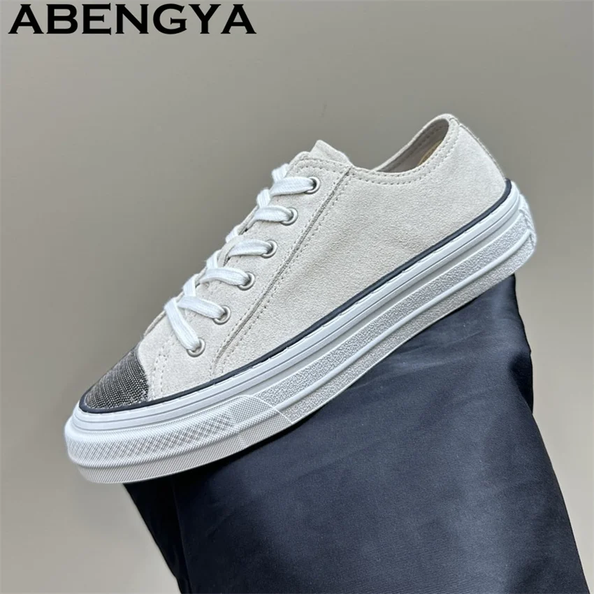 

Low Top Thick Bottom Lace-Up Canvas Flat Shoes for Women Round Toe Comfort Casual Shoes Summer Trainer Run Sneakers Shoes Woman