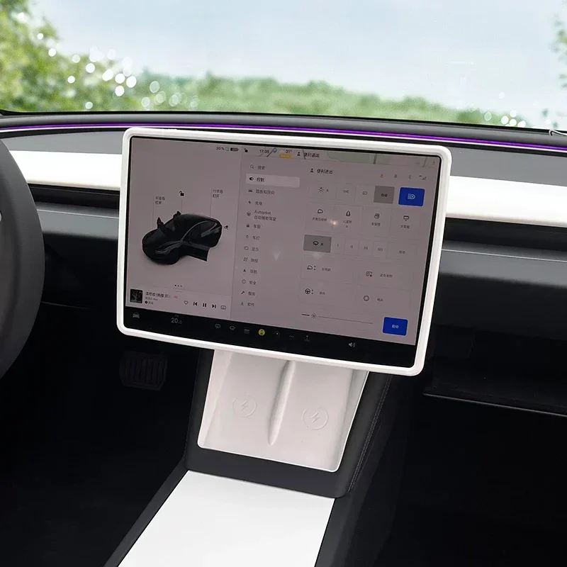 Boîte de rangement pour Console centrale Tesla modèle Y Juniper 25, Protection d'écran du volant, repose-pieds décoratif, housse de siège intérieure