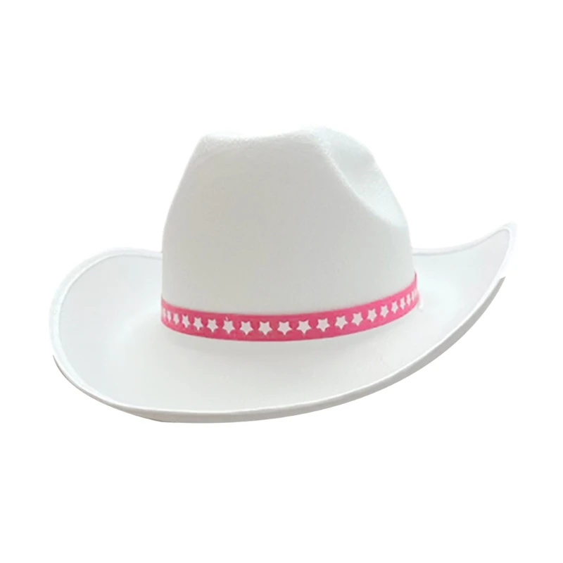 F42F Western White Cowboy Hat Household Decorative Hat Ornament Crafts Accessory for Children Adults Costume Cosplay