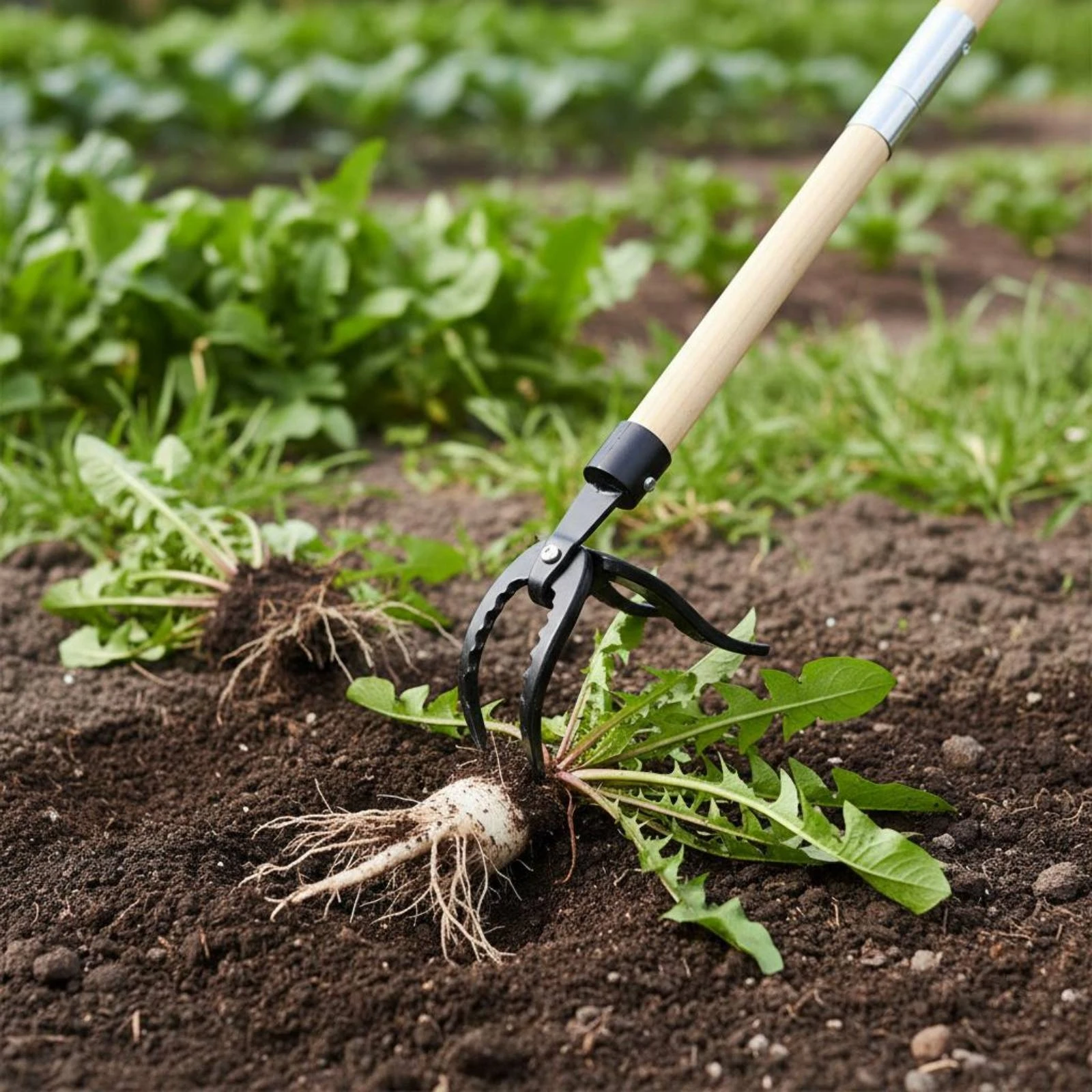 Adjustable Undesired Plant Puller Metal and Wood Stand up Undesired Plant Puller Long Handle Weeder No Bending Manual Weeding