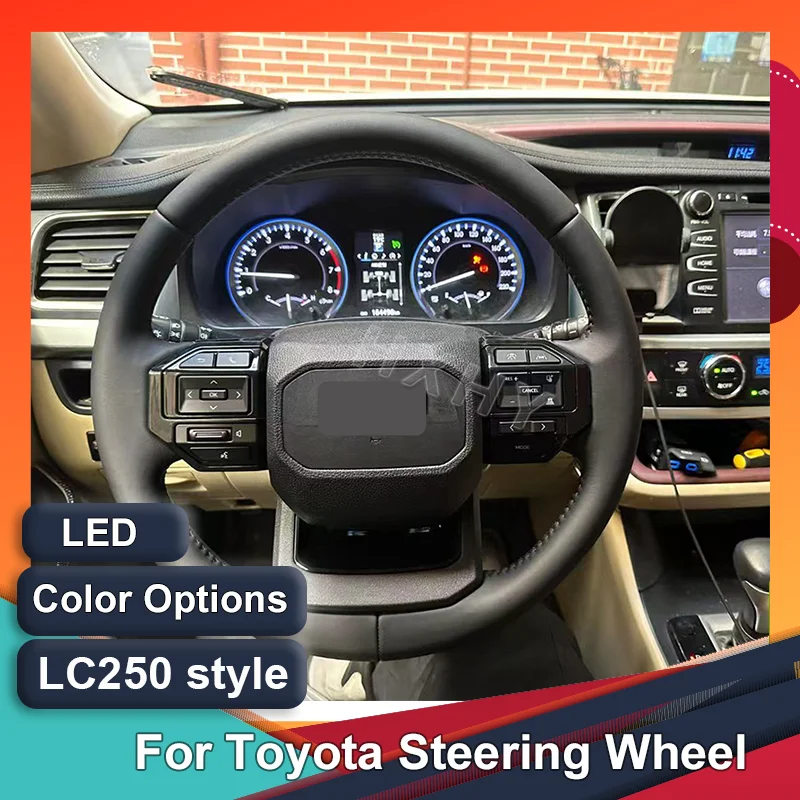 

New Upgrade Alcantara Leather Carbon Fiber LED Steering Wheel Custom Genuine Interior For Toyota Prado Land Cruiser LC250