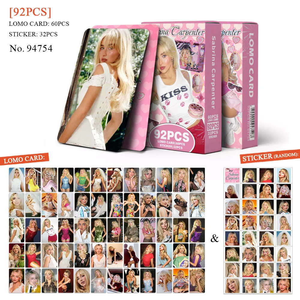 92 pièces, cartes photo de la célébrité Sabrina Carpenter, autocollants de style Lomo, pour la décoration de journaux intimes, albums, collection de fans, cadeau.