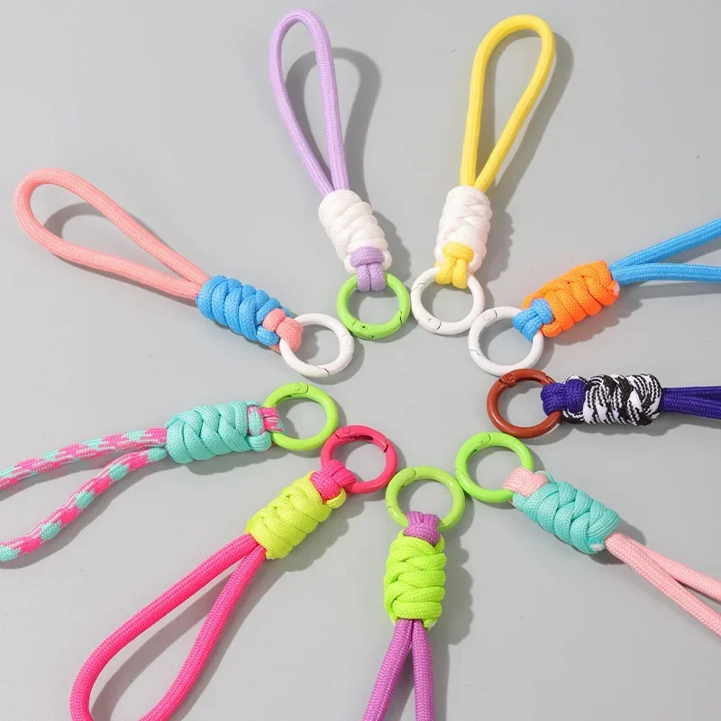 Colorful Handmade Cell Phone Strap Short Wrist Lanyard Keychain Camera Cell Phone Case Bag Charm Spacer Anti-lost Rope