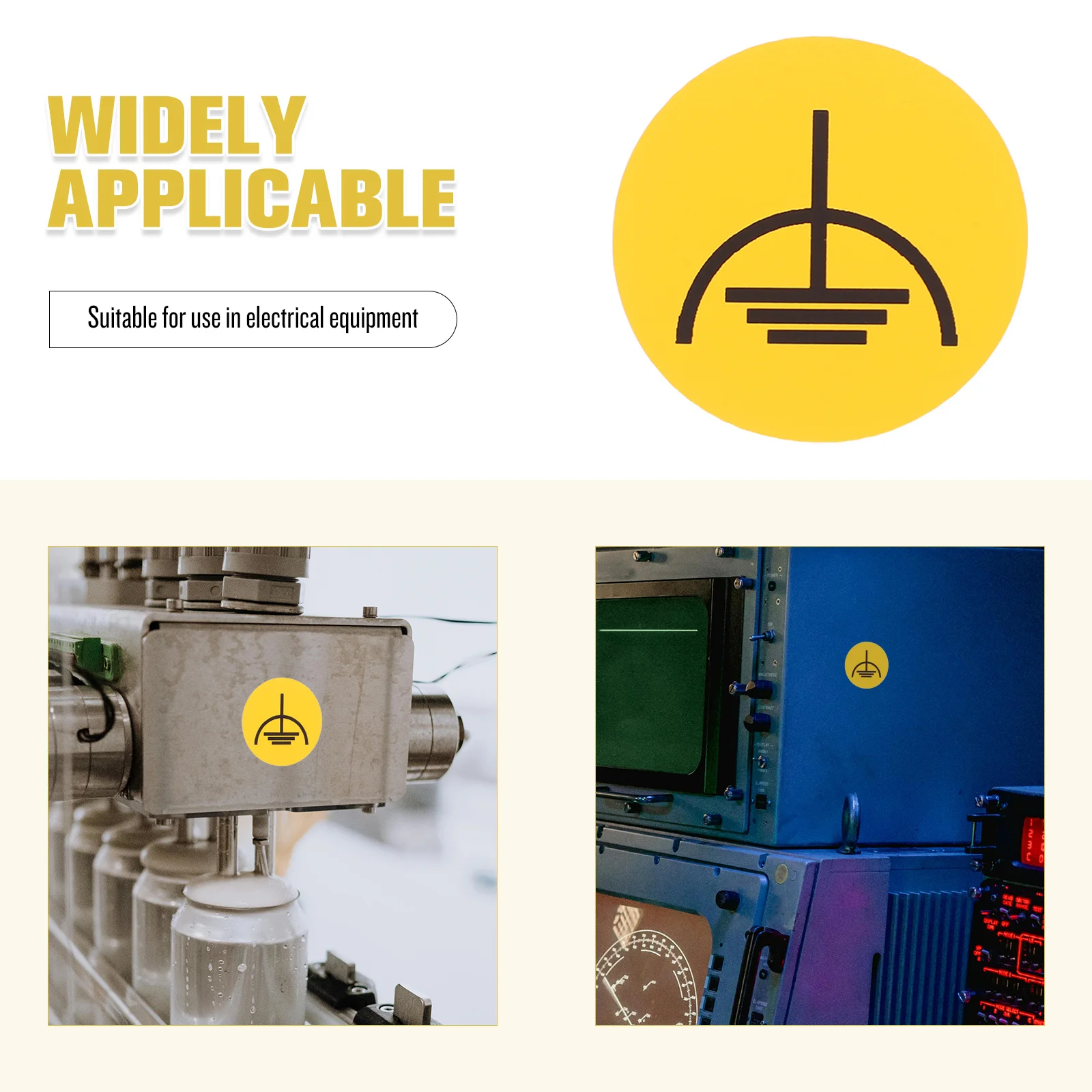 10Pcs Grounding Warning Decals Electrical Equipment Safety Labels Breaker Panel Ground Symbols Stickers Machinery Caution Signs