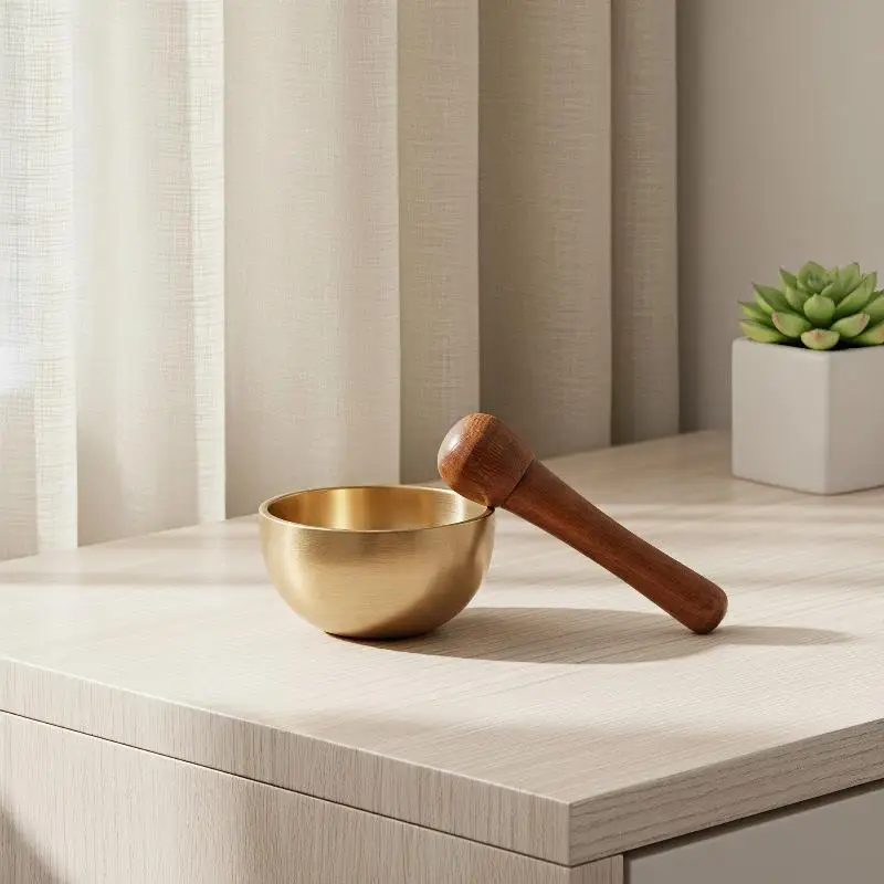 Mini Brass Chant Bowl Anxiety Relief Sound Bowl for Home Meditation Yoga Session Sound Therapy