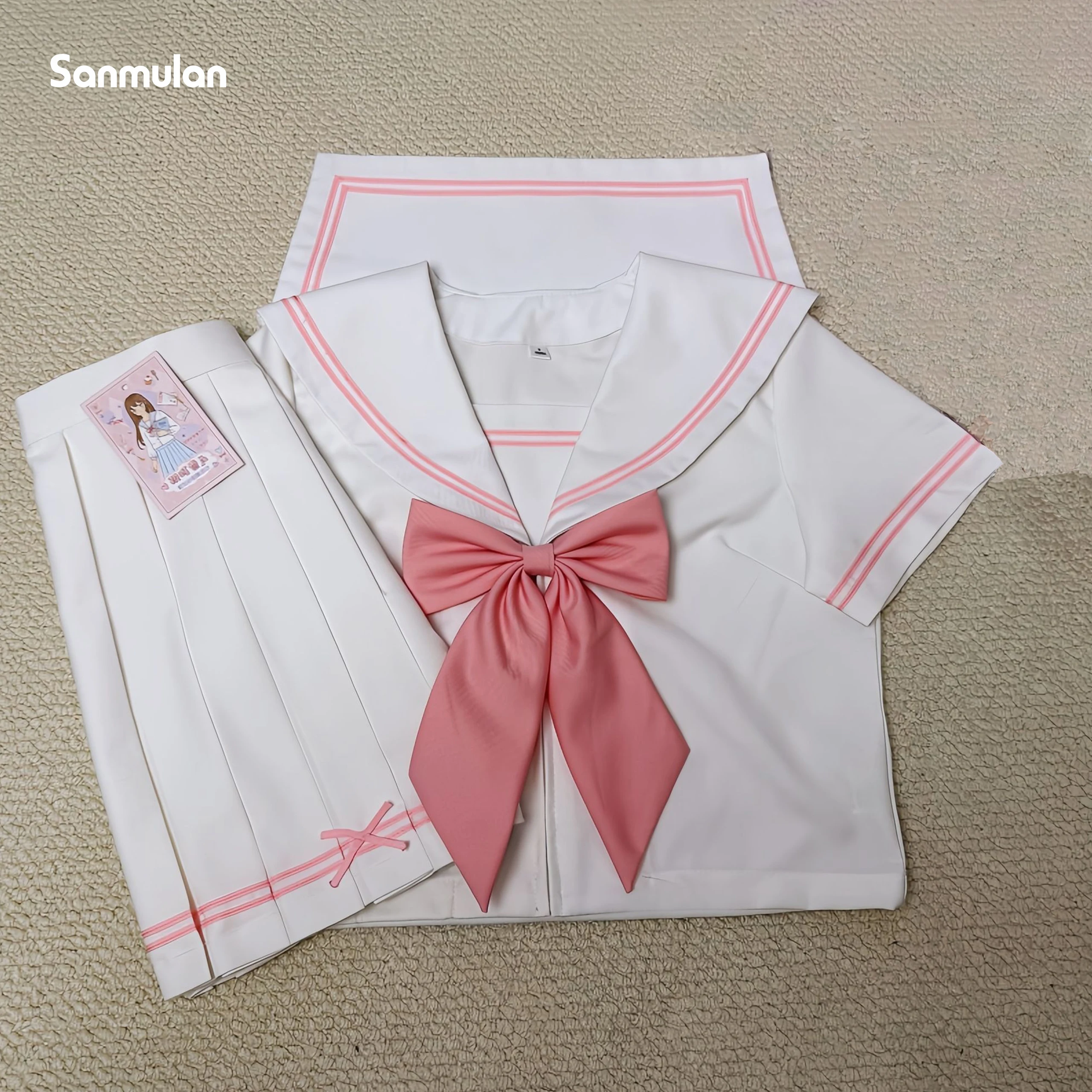 2026年春節新作jk制服本格ベーシックピンク半袖カレッジスタイル日本のかわいいセーラースーツセット