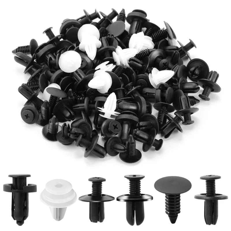 100pcs Universal 6 Sizes Mixed  Fasteners Kit Vehicle Car Bumper Clip Inner Fender Rivets Plastic Push Pin Rivet Trim Acessorios