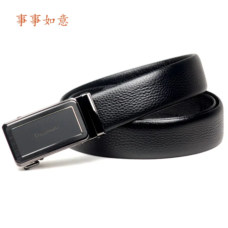 Full Grain Genuine Leather Ratchet  Automatical Buckle Man Belt