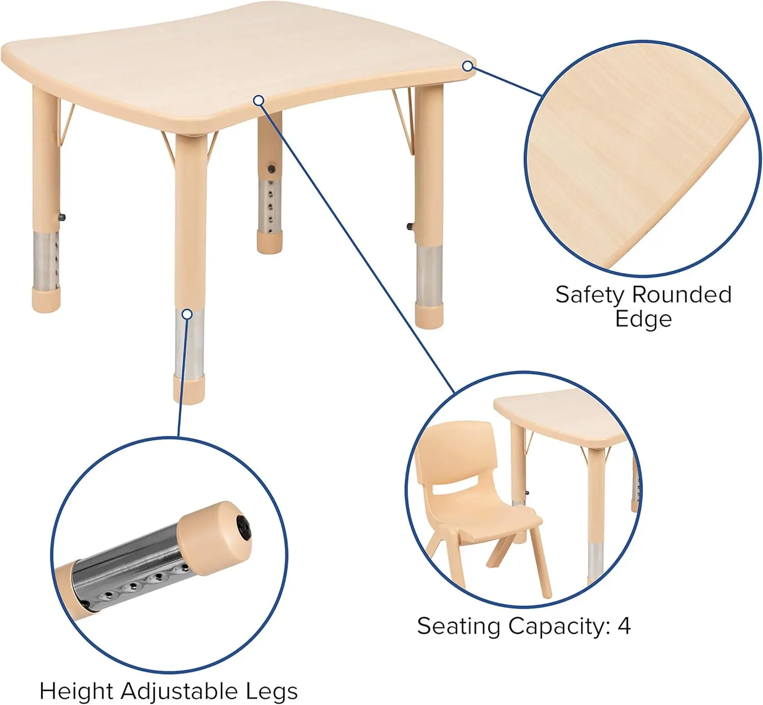 طاولة أنشطة بلاستيكية خضراء مع كرسيين، عرض 21.875 × 26.625 طويلة، ماركة EMMA & OLIVER