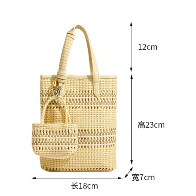 Women's Fashion Soft Pu Leather Handwoven Handbag Hollow Out Designer Small Single-shoulder Bag 2026 Summer Beach Bag