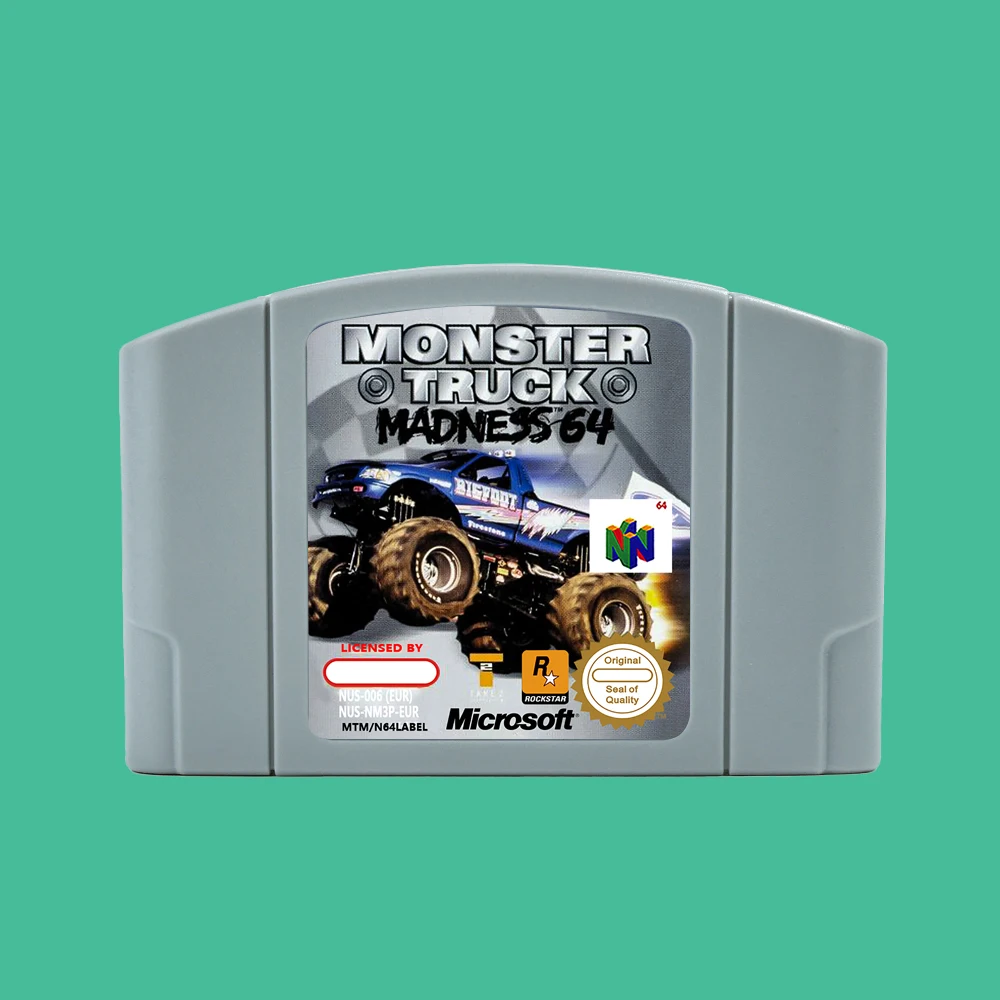 Monster Truck Madness 64 Bit Game Cartridge USA NTSC version or EUR PAL version For N64 Consoles