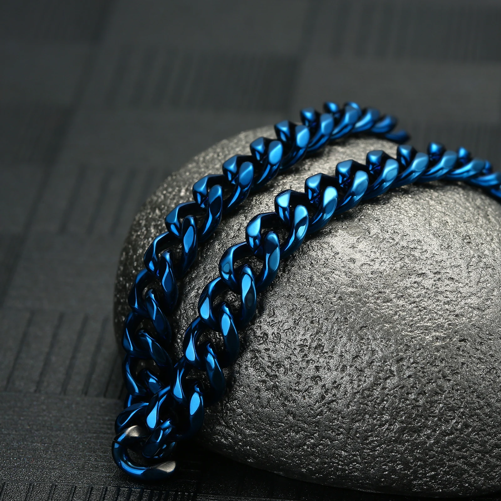Stainless Steel Necklaces/Bracelets for Men Women Black/Blue/Brown/Silver 18K Gold Plated Texture Cuban Necklace/Bracelets Chain