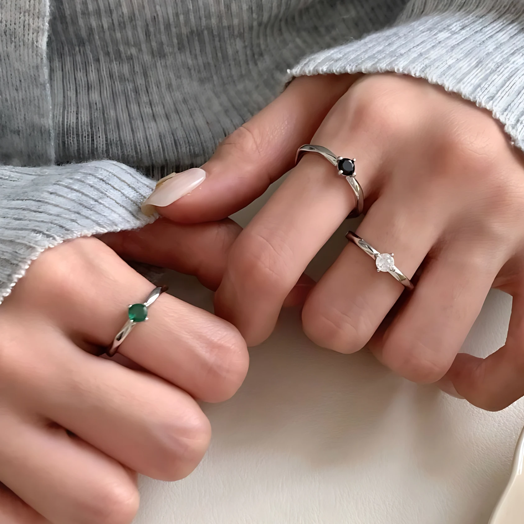 

Кольцо Sam Panda из стерлингового серебра 925 пробы с цирконом для женщин, изысканный тренд, универсальное минималистичное регулируемое ювелирное изделие, подарок, дропшиппинг