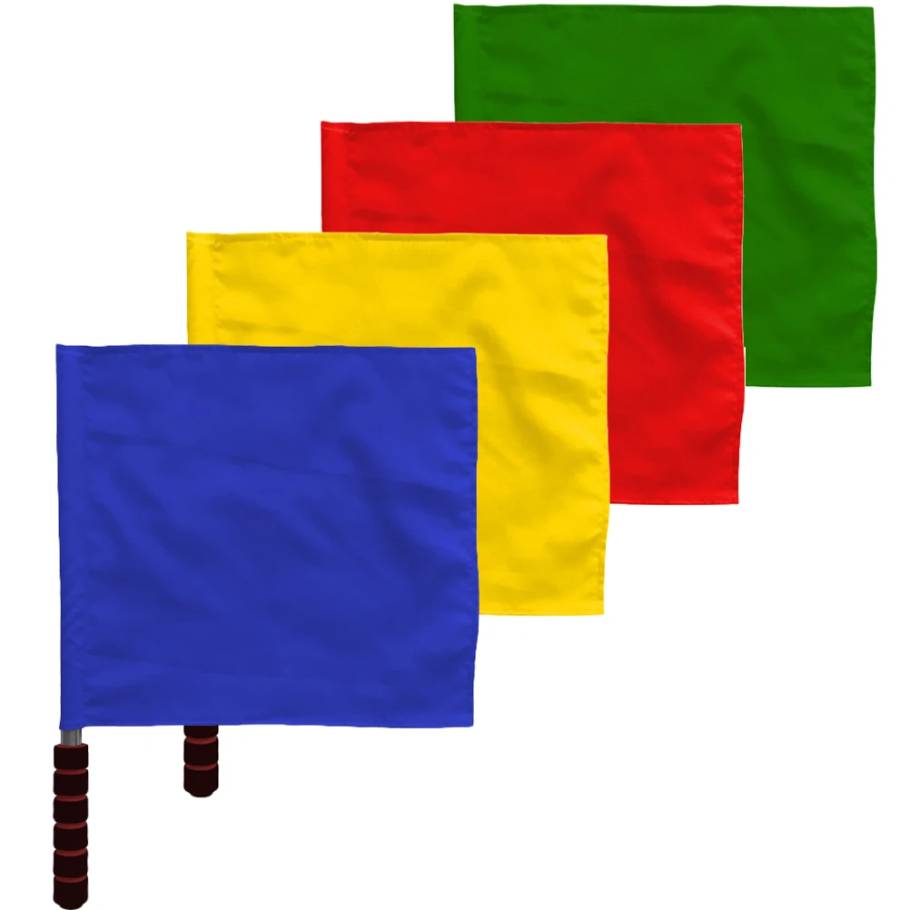 

4pcs Signal Flags Referee Soccer Traffic Red Blue Yellow Green Cheering Racing Competition Sports Team Events