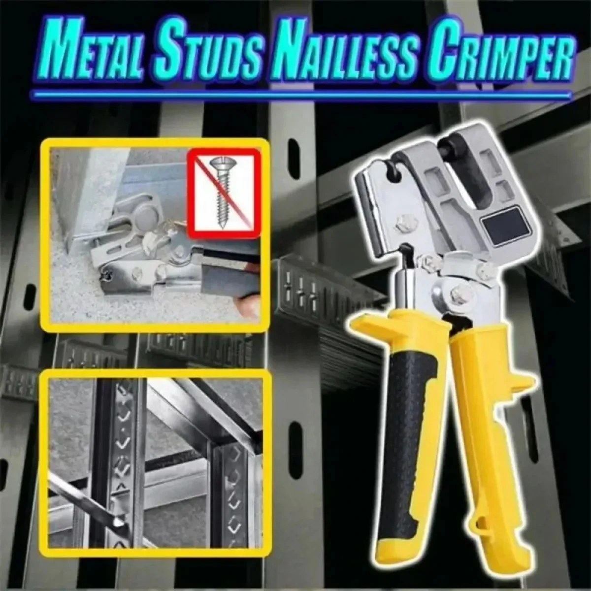 Metal Stud Crimper Aluminum Alloy Ceiling Punching Pliers Plaster Drywall Tools For Fastening Metal Double Handed Keel Pliers