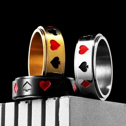 Lucky Poker Fidget Spinner Men Rings Stainless Steel Punk Luxury New In Women Jewelry Fashion Accessories Gift Wholesale
