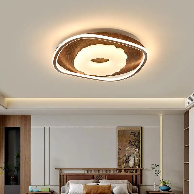 

Nordic Wabi-Sabi Style Ceiling Lamp Modern Minimalist Walnut Wood Grain Creative Lamp for Bedroom Master Room Decoration