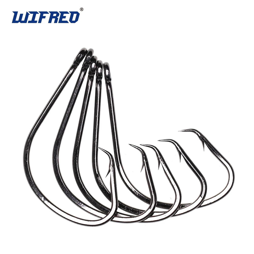 Wifreo 50pcs Octopus Circle Hook Saltwater Fishing Hooks Sabiki Rigs Tying Hook Fishing Tackle Black Red Sizes #4-#8/0