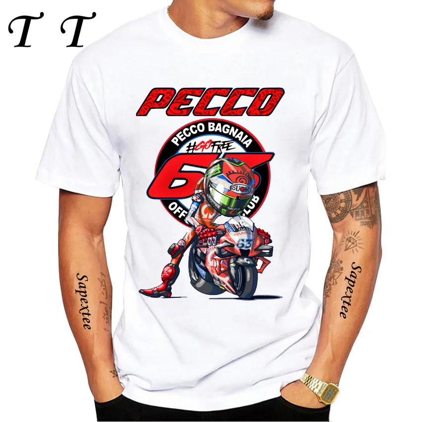 Pecco Bagnaia 63 Francesco 2025 بطل العالم هدية كلاسيكي تي شيرت الصبي عادية تي شيرت Harajuku دراجة نارية الرياضة الأبيض المحملة