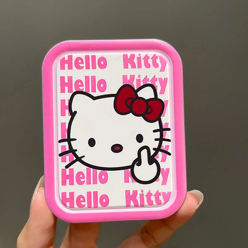 Kawaii Sanrio Anime Foldable Double-Sided Mirror Cute Hello Kitty Cartoon Portable Non-Slip Student Makeup Mirror Gift for Girls