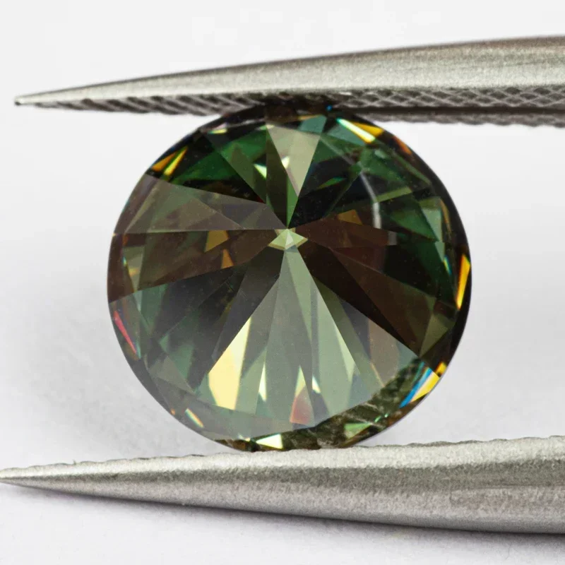 Moissanite ronde VVl's, jaune, vert, document de qualité supérieure avec certificat GRA pour breloques, perles, bijoux, matériaux de collier exécutif