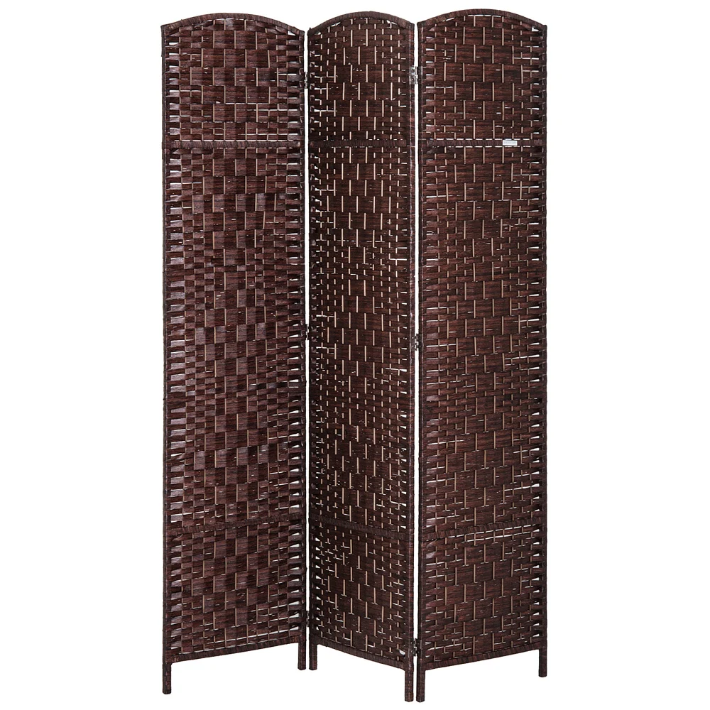 

6' Tall Wicker Weave 3 Panel Room Divider Privacy Screen - Brown