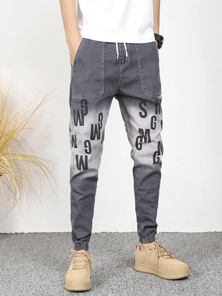 

Мужские джинсы-шаровары из денима на весну-осень, модные, брендовые, новинка 2024 года, повседневные, износостойкие, для молодых мужчин