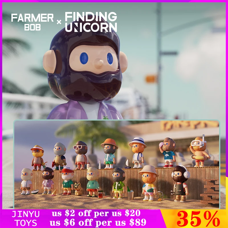 Original F.UN FARMER BOB Island Series Mystery Box Action Figure Kawaii Desktop Model Tide Play Toy Children's Holiday Gifts