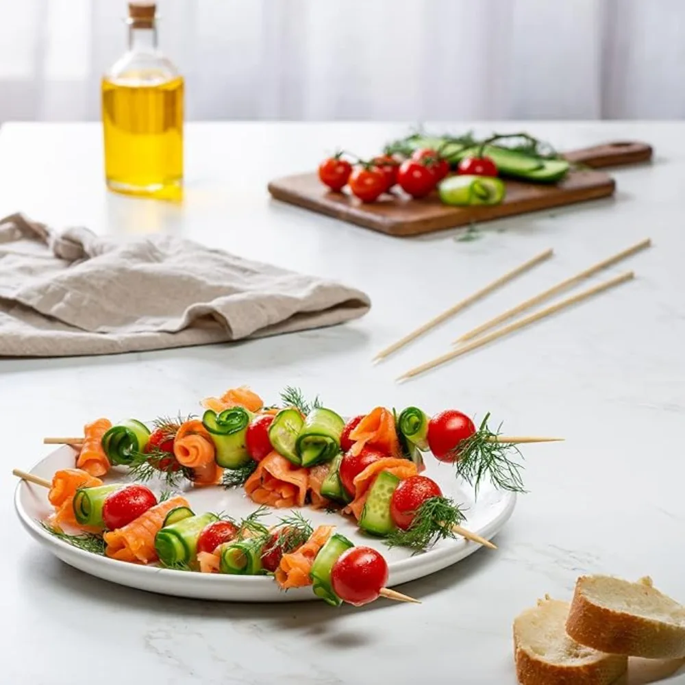 90-1350Pcs BBQ Skewers Bamboo Sticks 15/20/25/30cm Disposable Fruit Sticks Multi-purpose Bamboo Sticks for Grilling, Fruit, BBQ