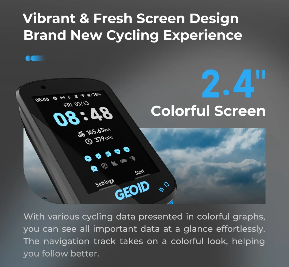 GEOID CC600/CC700 Farbdisplay Kabelloser Fahrradcomputer GPS-Navigation Fahrradtacho GPX WLAN Radfahren Kilometerzähler Ant Indoor – Detail 3