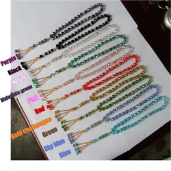 Pulsera de Rosario musulmán de cristal, artículo de 2 capas, cuentas de oración, Tasbih religioso, regalos de boda, 11 colores, 33 Cuentas grandes, 2 rupés