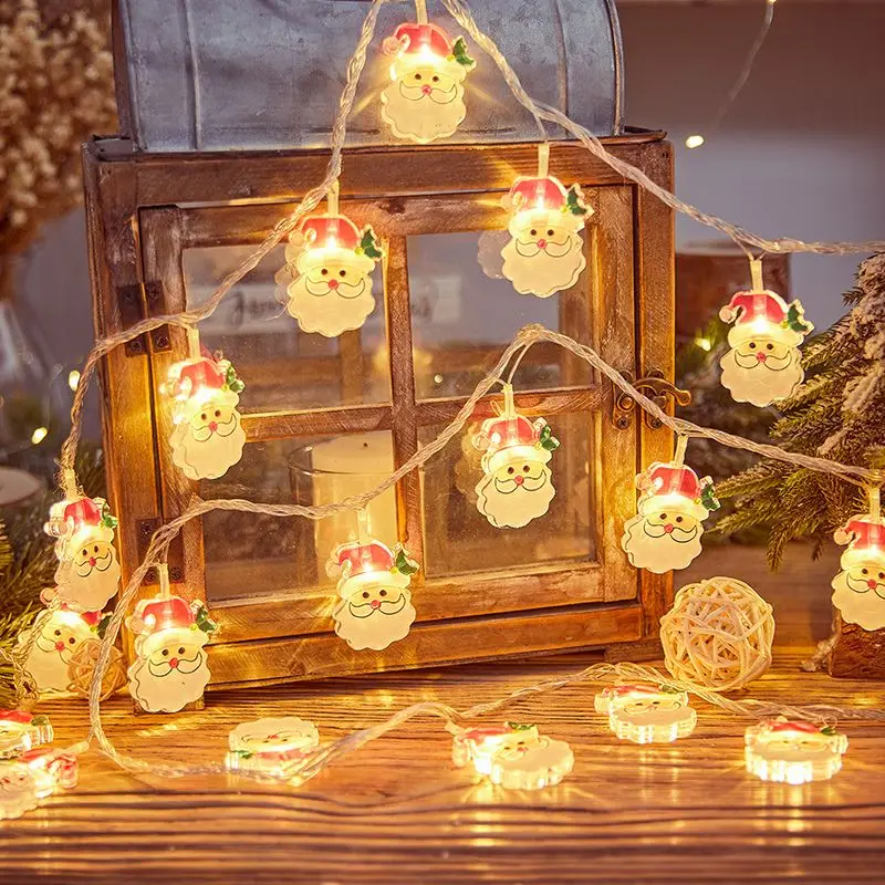 LED Holiday Atmosphere String Lights Christmas Tree Snowman Santa Claus Indoor Decorative Battery Box Light String