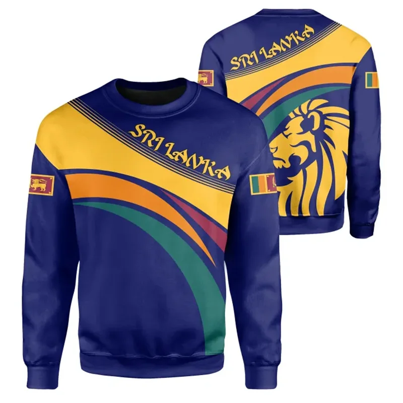 The Democratic Socialist Republic-Of Sri Lanka Map Flag 3D Print Sweatshirts Sri Lanka Emblem Graphic Round Neck Hoodies Clothes