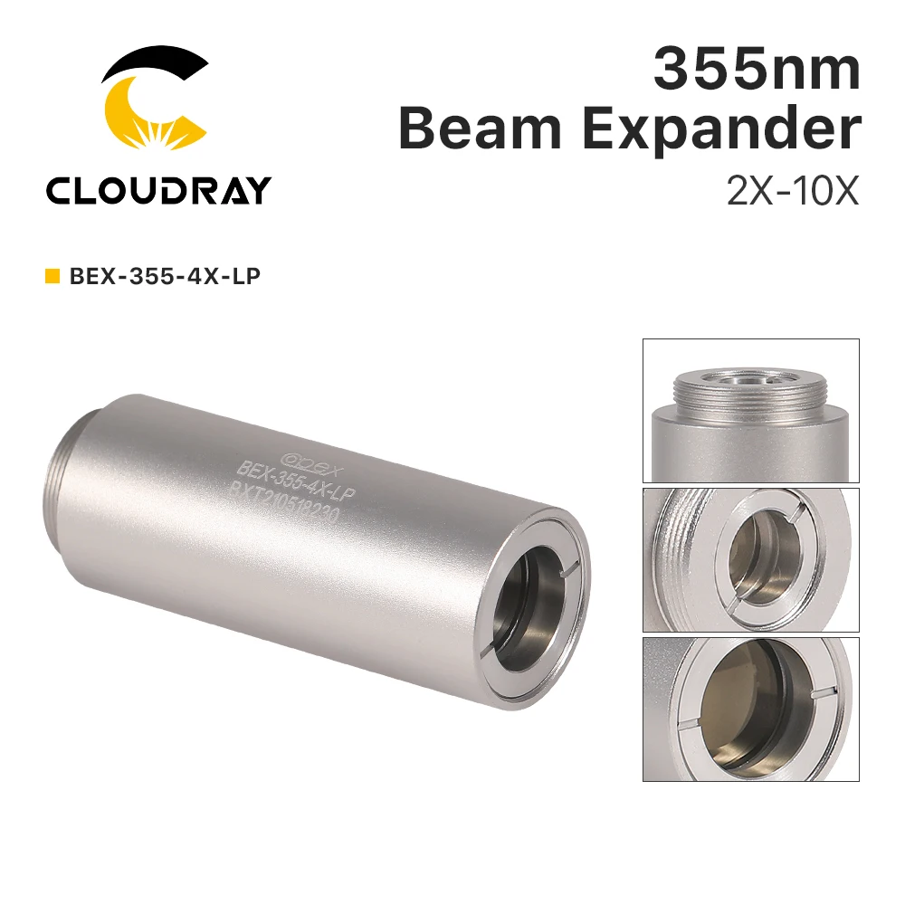 Cloudray UV 355nm Laser Beam Expander Fused Silica Lens 2X 3X 5X 8X 10X Optics Beam Expand for UV Laser Marking Machine