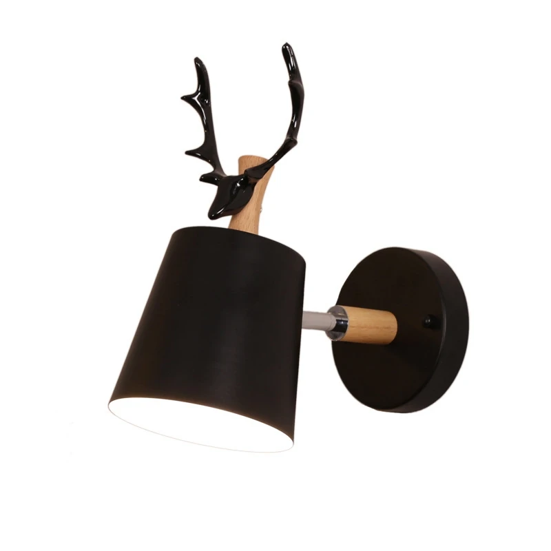 

LED Wall Lamps Modern Cartoon Deer Antler Iron Vintage Sconce Bedroom Bedside Aisle Stair Decor Lights Fixture E27