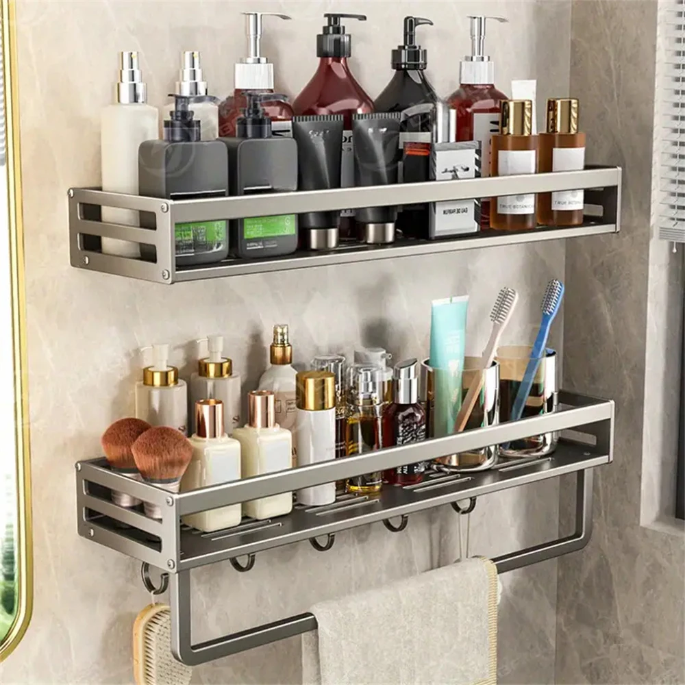 1 Piece Wall Bathroom Item Storage Rack Towel Rod Item Storage Hook Multifunctional Storage Rack By The Washbasin