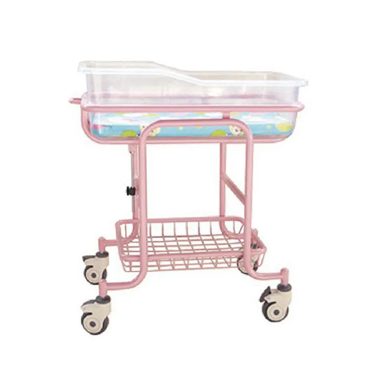 

Hospital Use Stainless Steel Removable Baby Trolley Portable Baby Cot Bed Deluxe Wheel Baby Bassinet